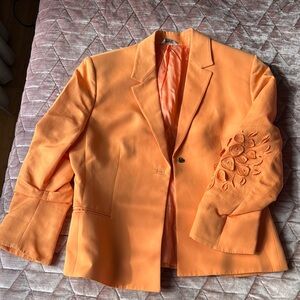 Versace blazer. Orange with flower details on sleeve. ￼ size 44/10